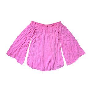 Lilly Pulitzer Nita Top Women’s Small‎ Tiki Pink Off-Shoulder Bell Sleeve Blouse